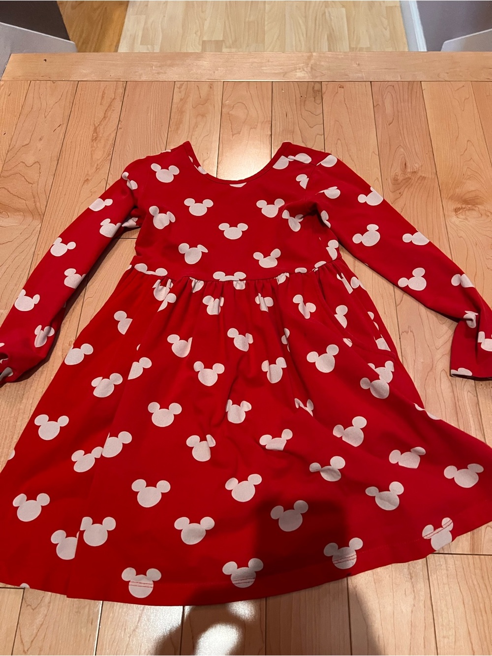 Disney Red Long Sleeve Dress with White Mickey Heads